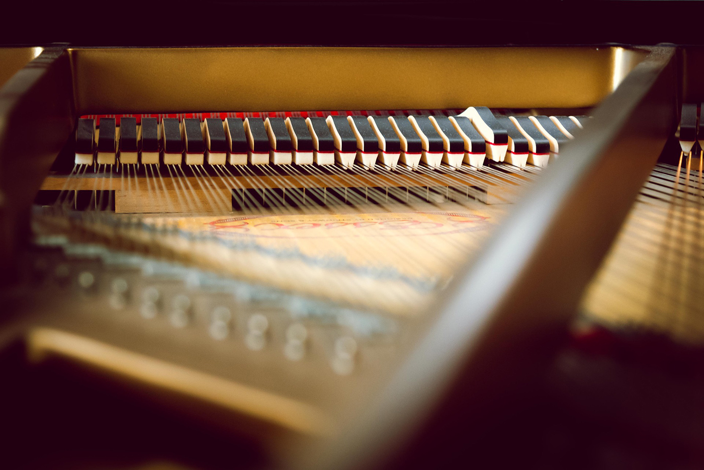 Photograph of the inside of a piano