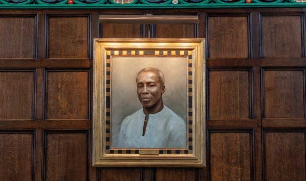 Photo of a portrait of Rex Nettleford in Oriel College Hall