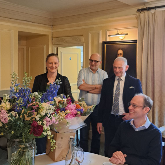Maike Bublitz and colleagues with flowers